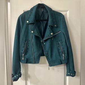 Love Token Suede Studded Green Jacket